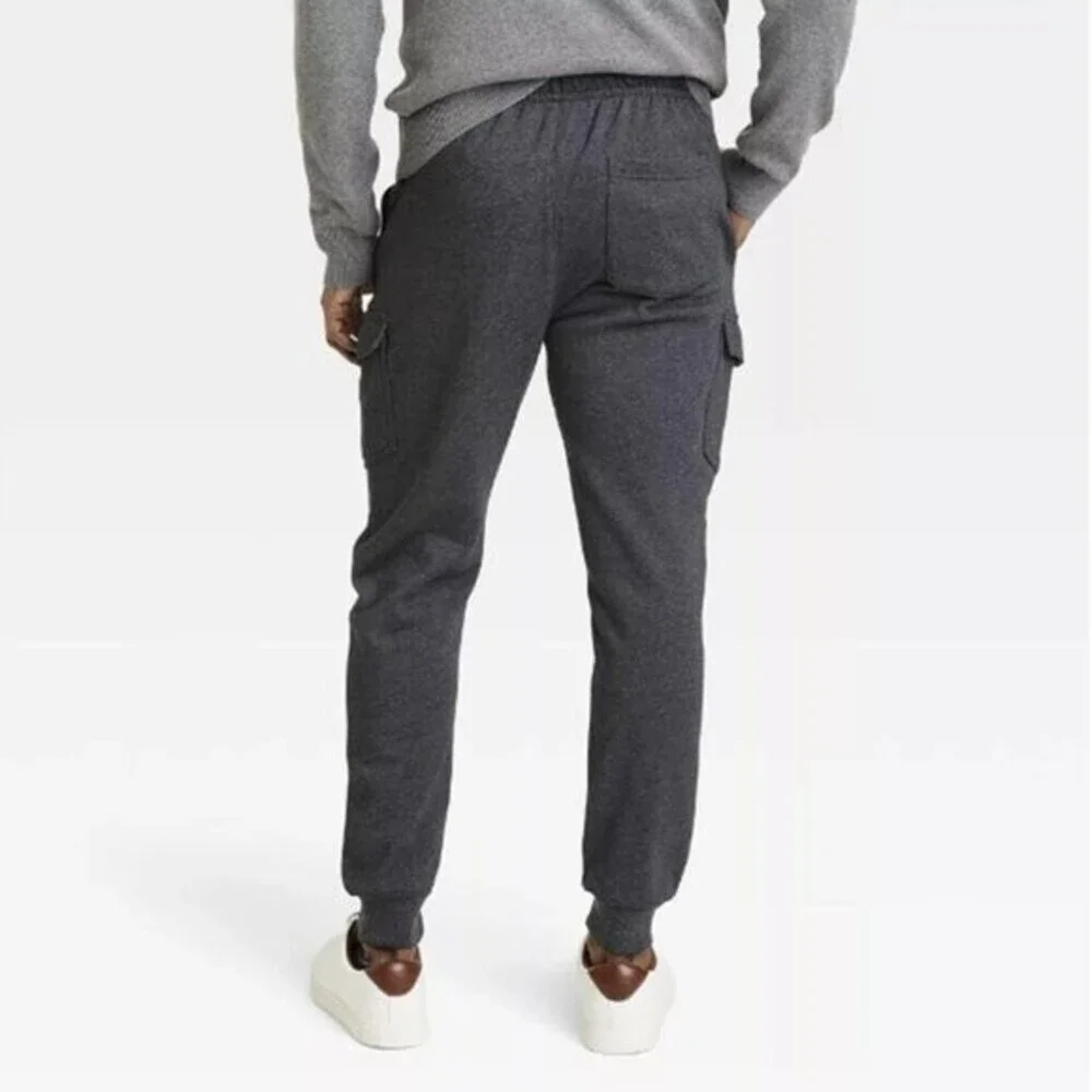Goodfellow Tapered Fleece Cargo Jogger Pants Gray